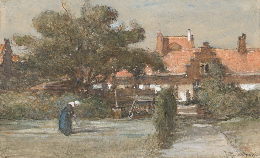 Cour du Heilige Geesthofje sur le Palviljoensgracht à La Haye - Johannes Bosboom
