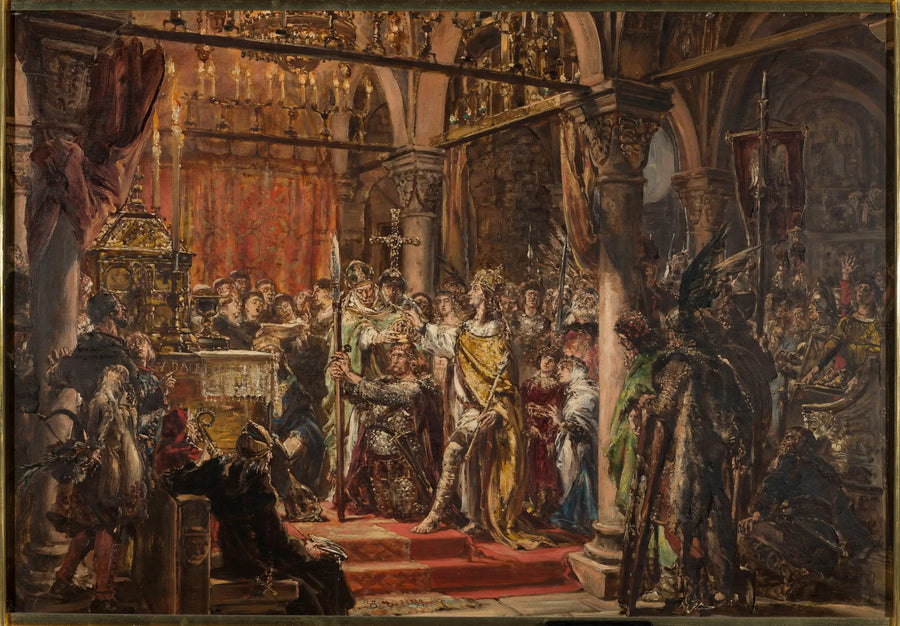 Couronnement du premier roi, 1001 après J.-C., de la série « Histoire de la civilisation en Pologne » - Jan Matejko