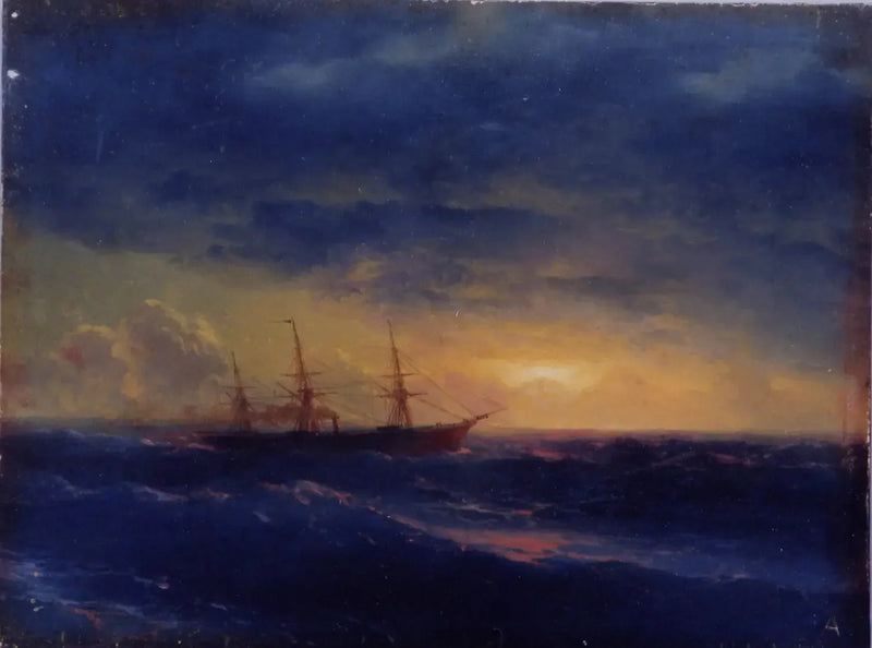 Croiseur en mer la nuit - Ivan Aïvazovski