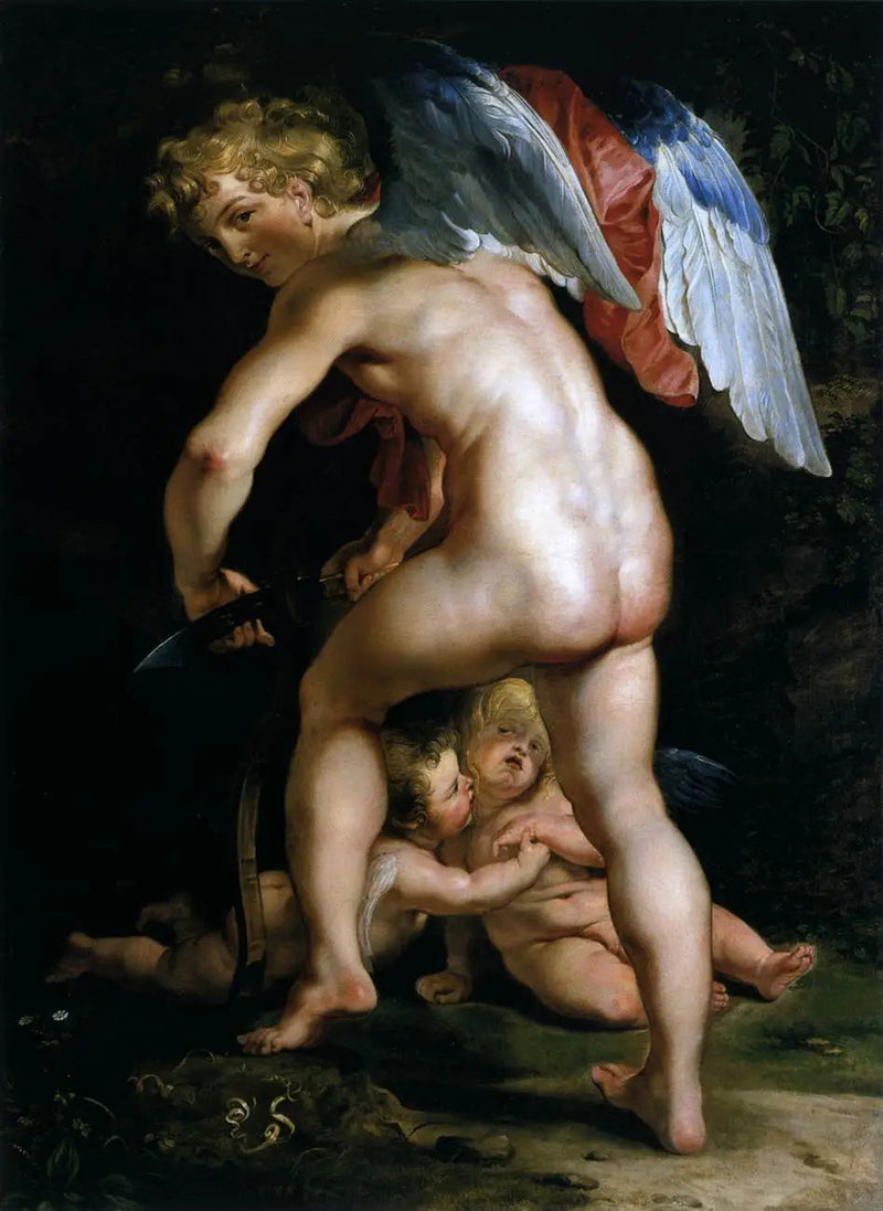Cupidon (Eros) sculpte l'arc - Peter Paul Rubens