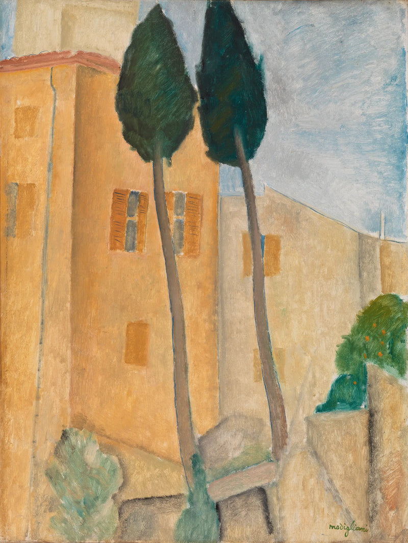 Cyprès et maisons à Cagnes - Amedeo Modigliani