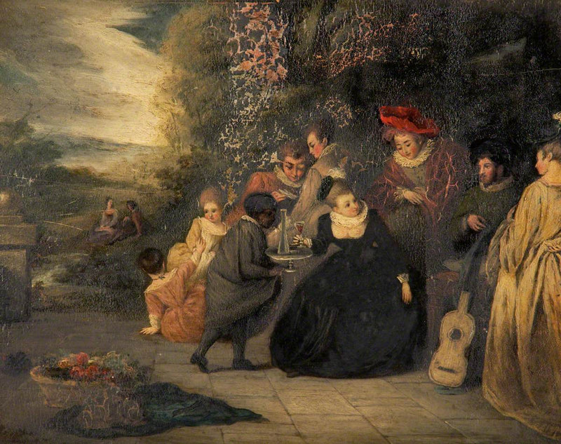 Dame assise avec une servante - Antoine Watteau