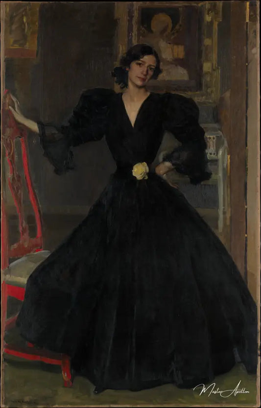 Dame de sorolla en noir - Sorolla - Reproductions de tableaux et peintures haut de gamme