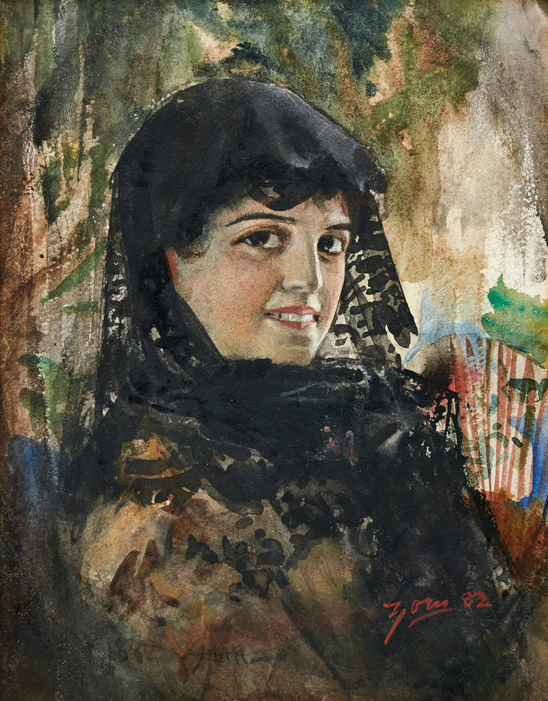 Dame espagnole à la mantille noire - Anders Zorn