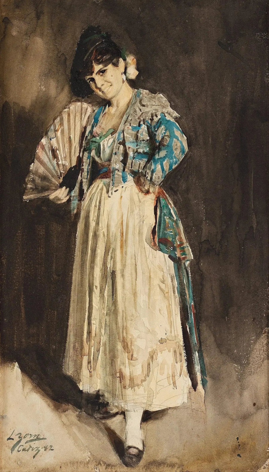 Dame espagnole avec béret noir - Anders Zorn