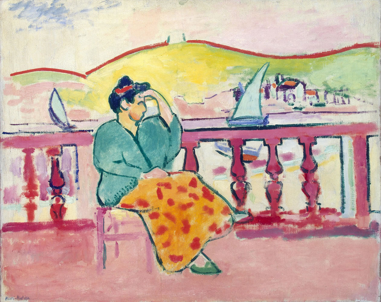 Reproduction du tableau « Dame sur une terrasse - Henri Matisse » par Alpha Reproduction en peinture à l’huile