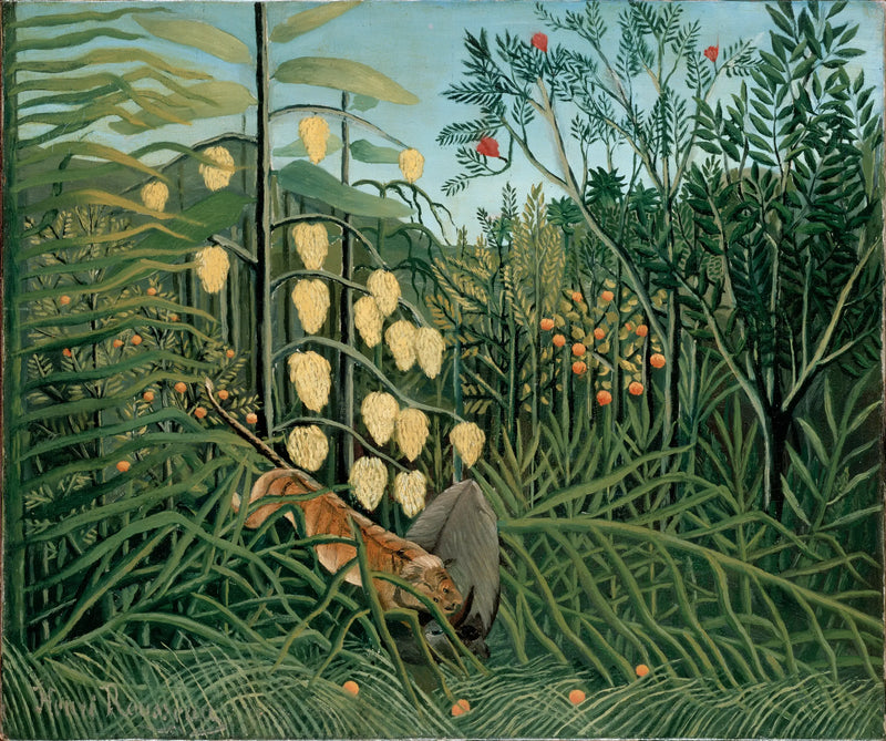 Dans la forêt tropicale - Combat d'un tigre et d'un taureau - Henri Rousseau