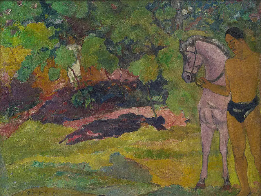 Dans la vanillère, homme et cheval - Paul Gauguin