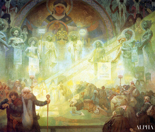 Dans le monastère sur la montagne Athos - Mucha - Reproductions de tableaux et peintures haut de gamme