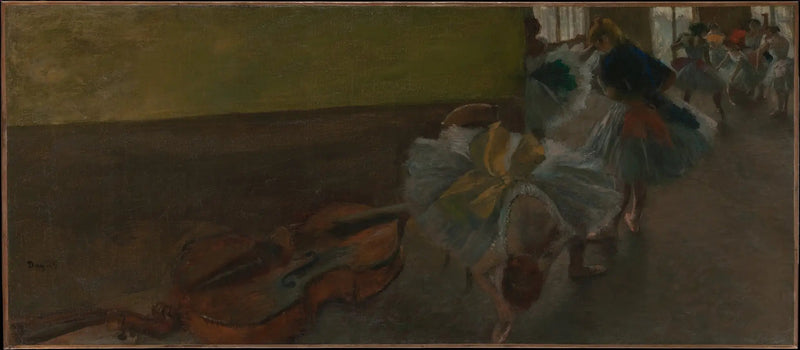 Danseurs dans la salle de répétition avec une contrebasse - Edgar Degas