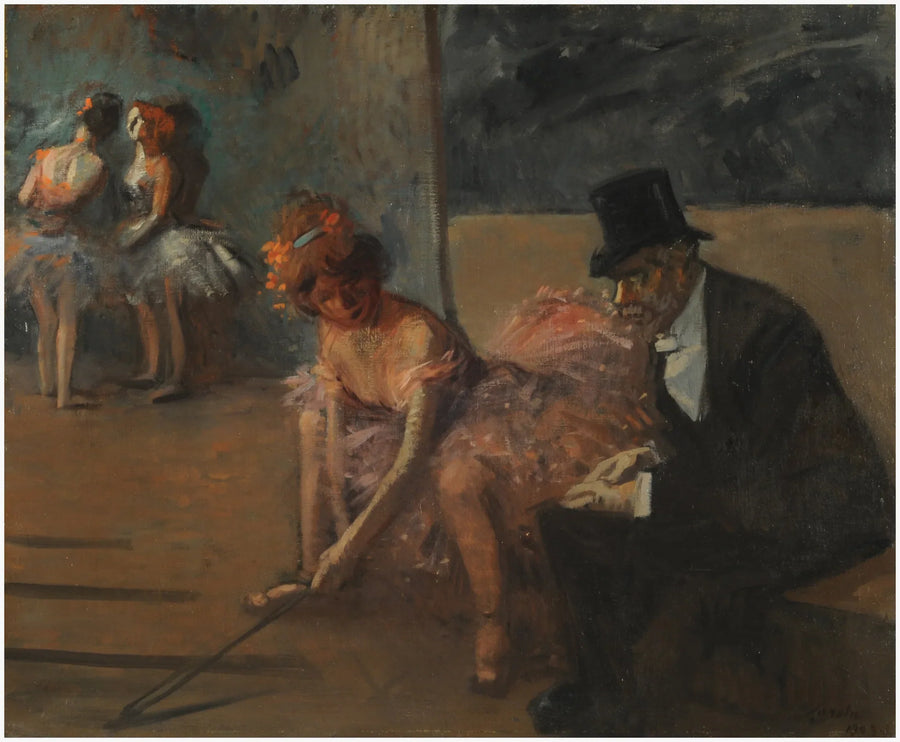 Danseuse et admirateur derrière la scène (Bailarina y admirador tras la escena) - Jean-Louis Forain
