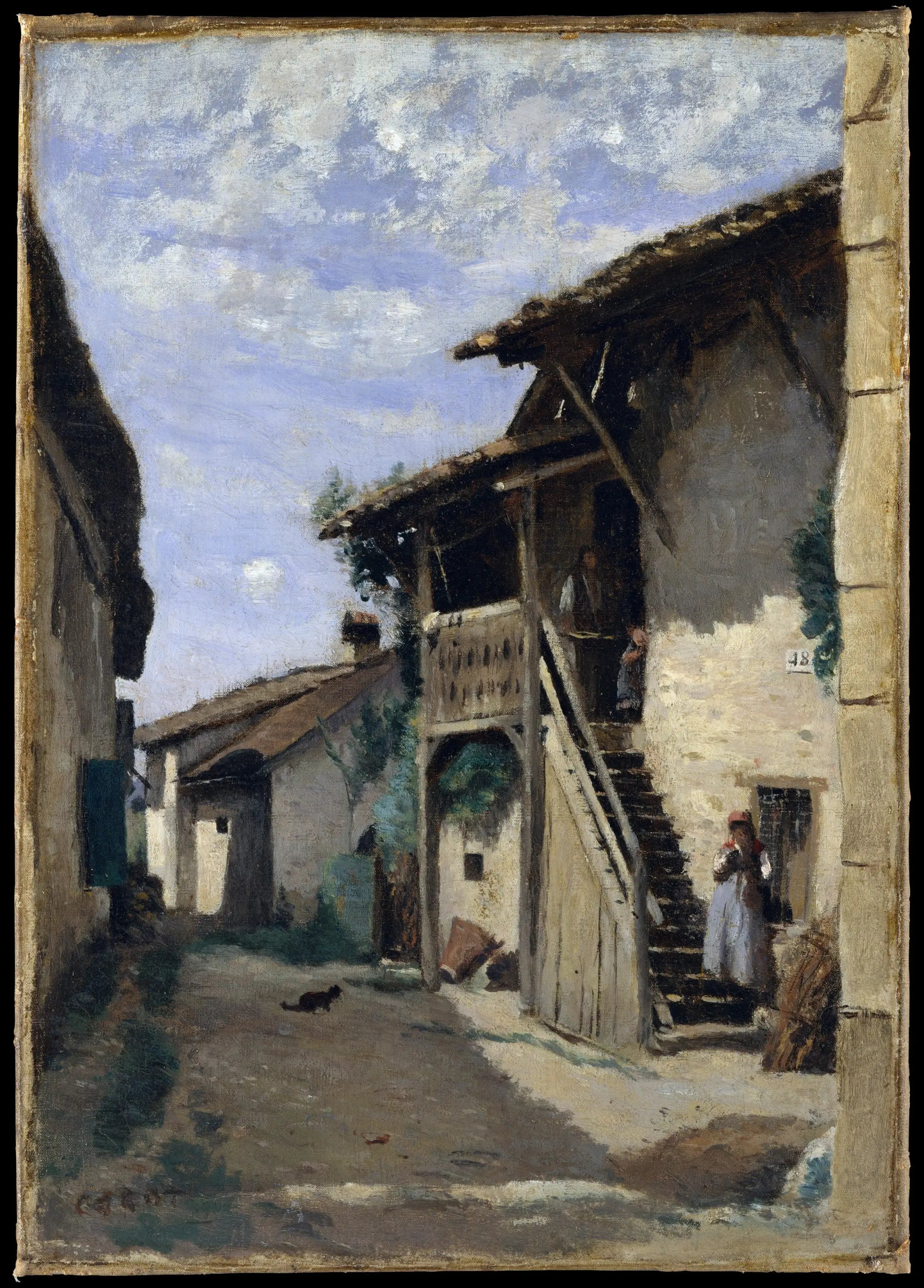Dardagny (près de Genève) une rue de village - Jean-Baptiste Camille Corot - Alpha Reproduction