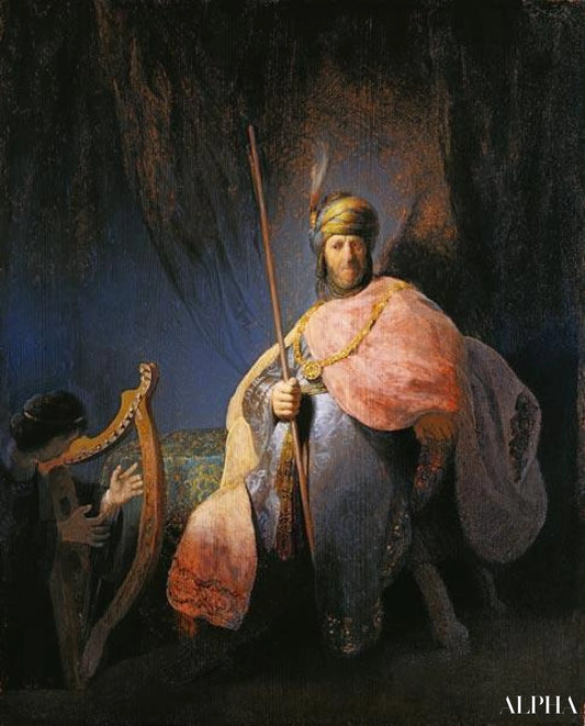 David, jouant de la harpe devant Saul - Rembrandt van Rijn - Reproductions de tableaux et peintures haut de gamme