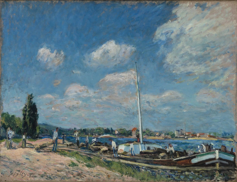Déchargement des péniches à Billancourt - Alfred Sisley