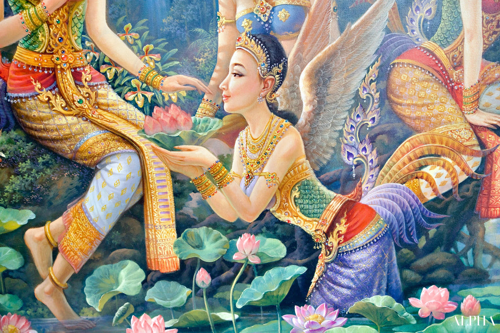 Déesse Kinnaree | 170 x 120 cm Reproductions de tableaux à la peinture à l’huile