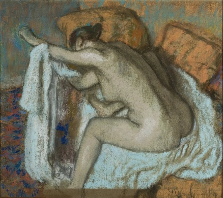 Femme séchant son bras gauche après le bain, vers 1884 – Degas