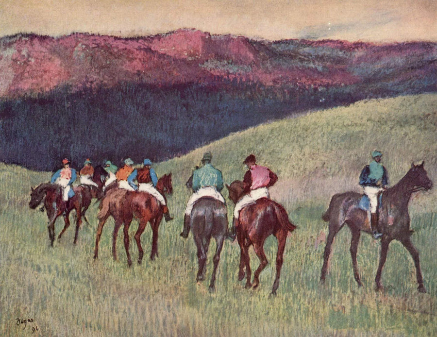 Course de chevaux dans un paysage, vers 1894 – Degas