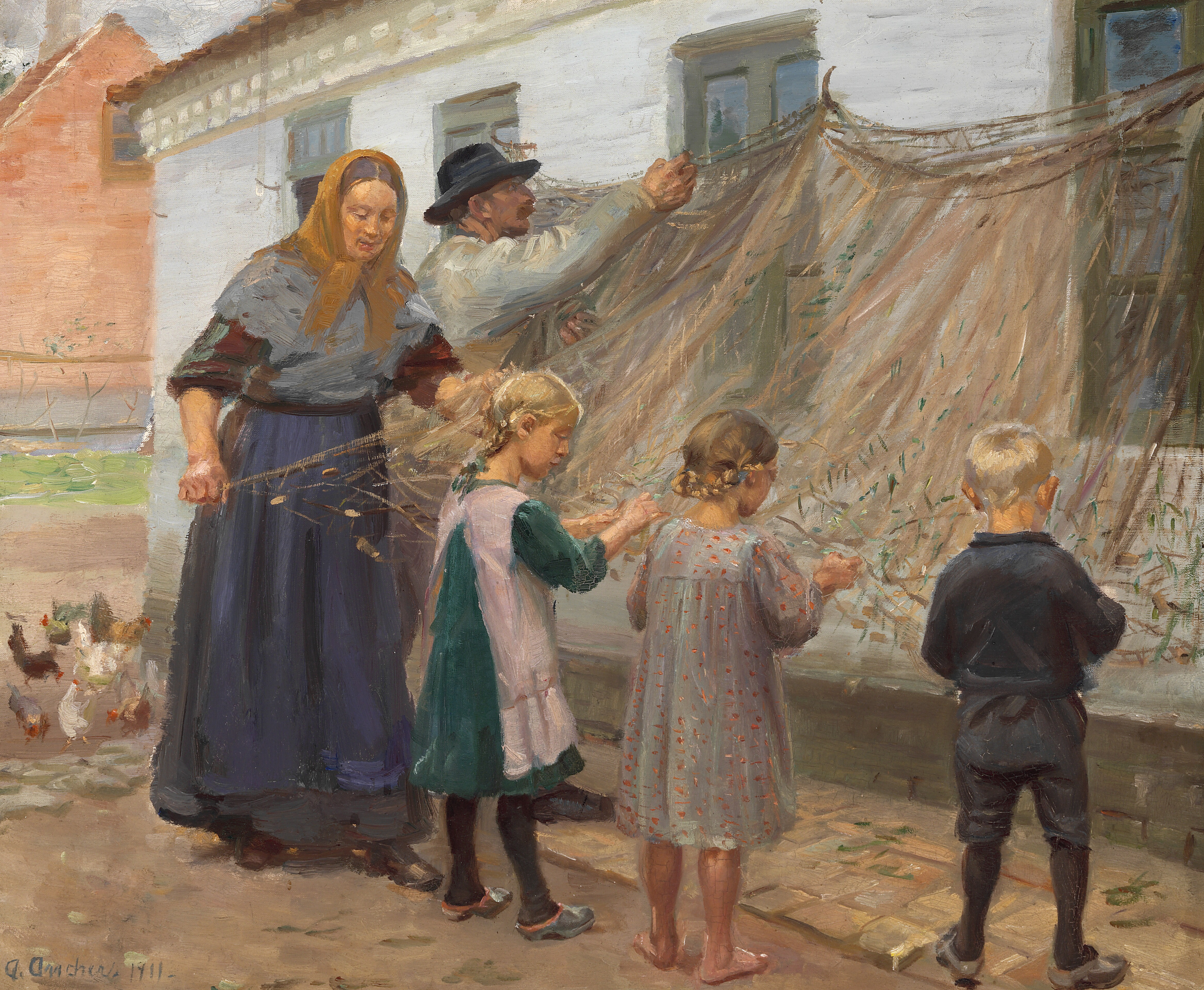 Démêler le filet de pêche. - Anna Ancher - Alpha Reproduction