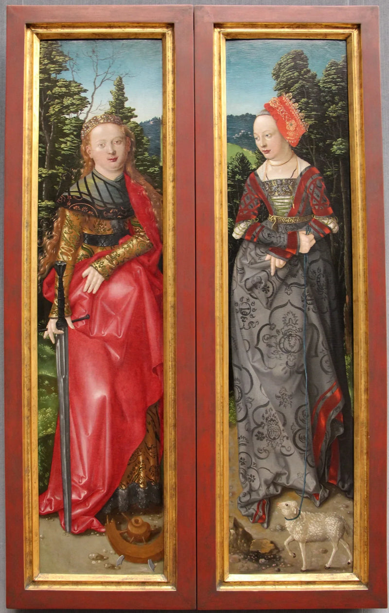 Der Dreikönigsaltar Außentafeln: Die Heiligen Katharina und Agnes - Hans Baldung Grien
