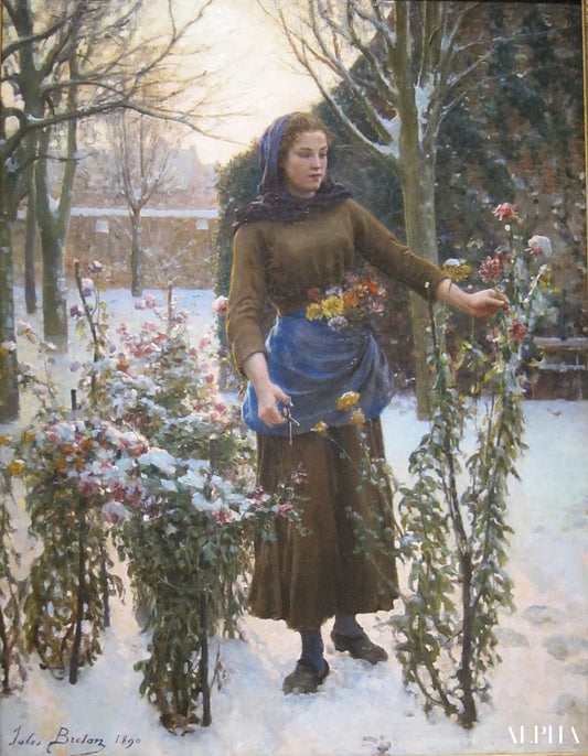 Dernières Fleurs - Jules Breton - Reproductions de tableaux et peintures haut de gamme