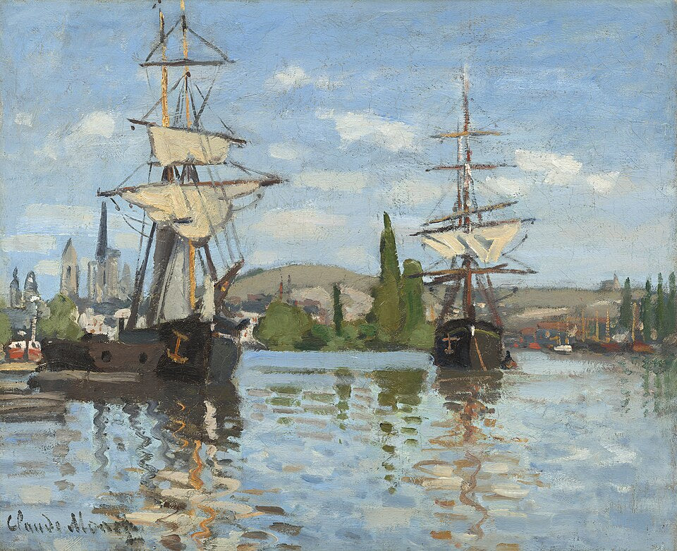 Des bateaux à Rouen sur la Seine - Claude Monet