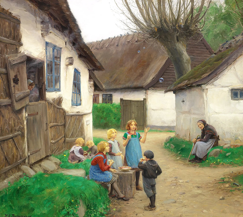 Des enfants font des bulles. - H. A. Brendekilde
