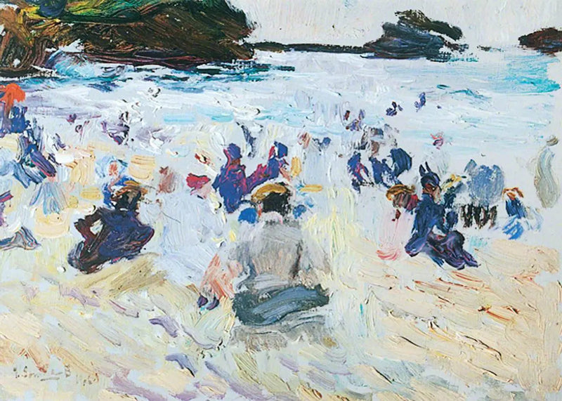 Des gens assis sur la plage - Joaquín Sorolla