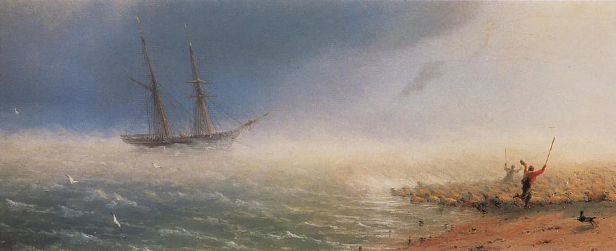 Des moutons poussés par la tempête dans la mer. - Ivan Aïvazovski