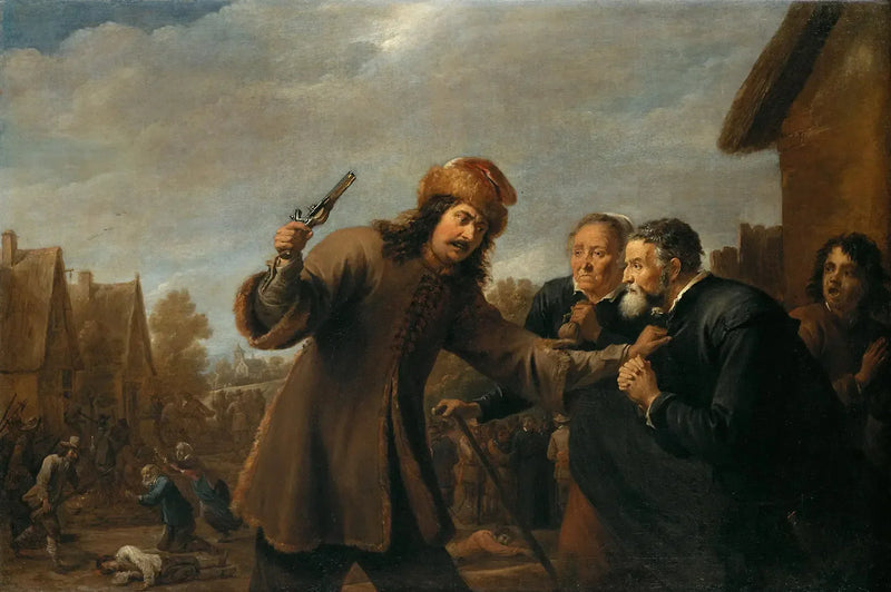 Des soldats attaquent un village - David Teniers le Jeune