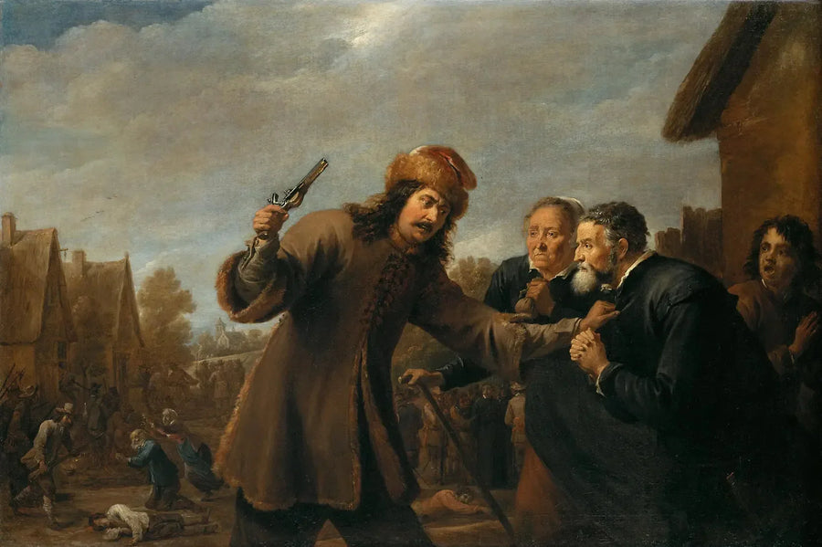 Des soldats attaquent un village - David Teniers le Jeune