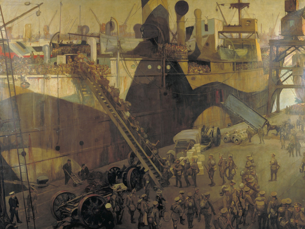 Des troupes embarquent à Southampton pour le front occidental - John Lavery image 1 reproduction de peinture à l’huile