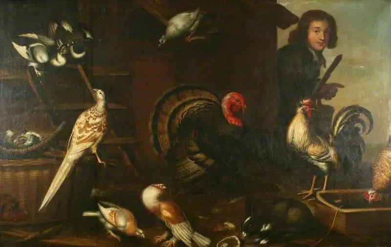Des volailles domestiques et un homme - Melchior de Hondecoeter