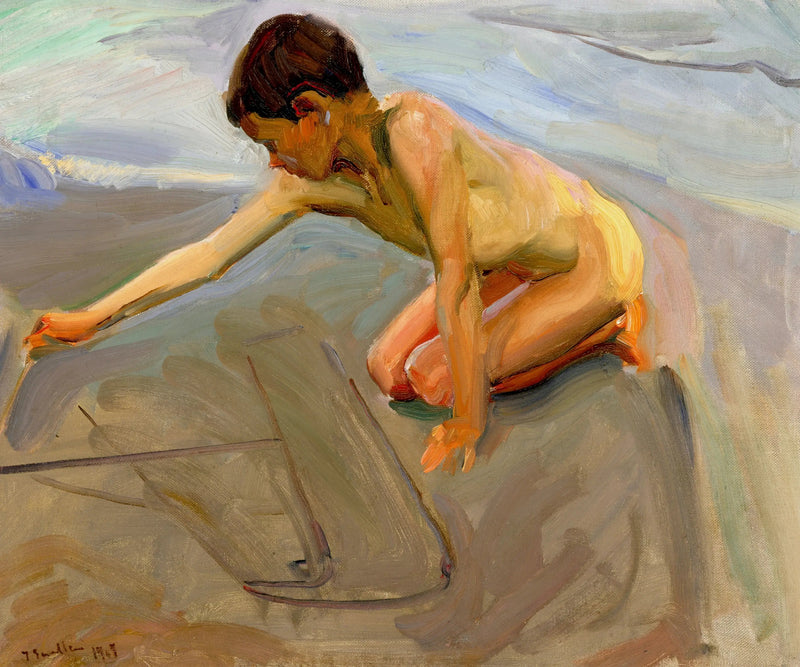 Dessiner dans le sable - Joaquín Sorolla