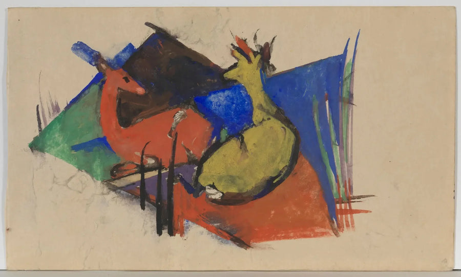 Deux cerfs couchés - Franz Marc