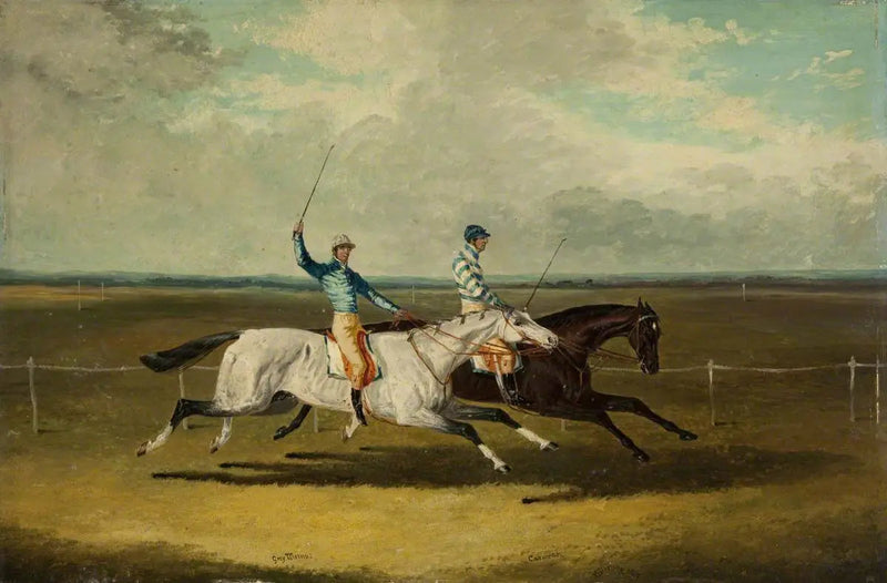 Deux chevaux de course – « Grey Momus » et « Caravan » – Courses - John Frederick Herring, Sr.