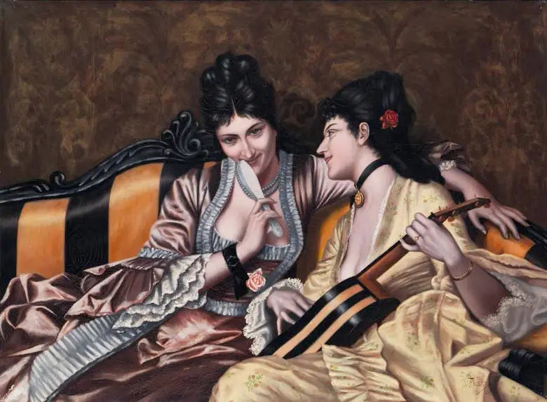 Deux dames sur un canapé - Luis Ricardo Falero