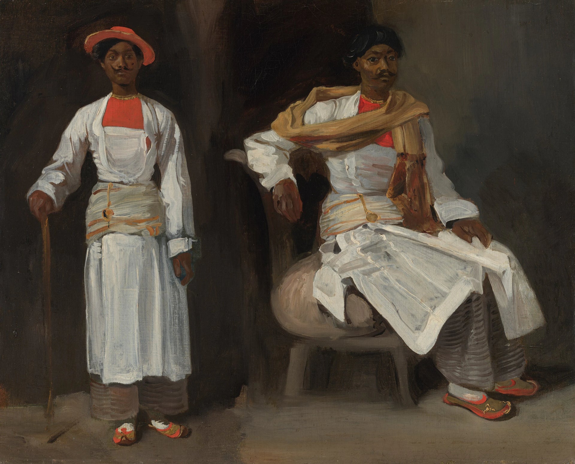 Deux études d'un indien de Calcutta, assis et debout - Eugène Delacroix