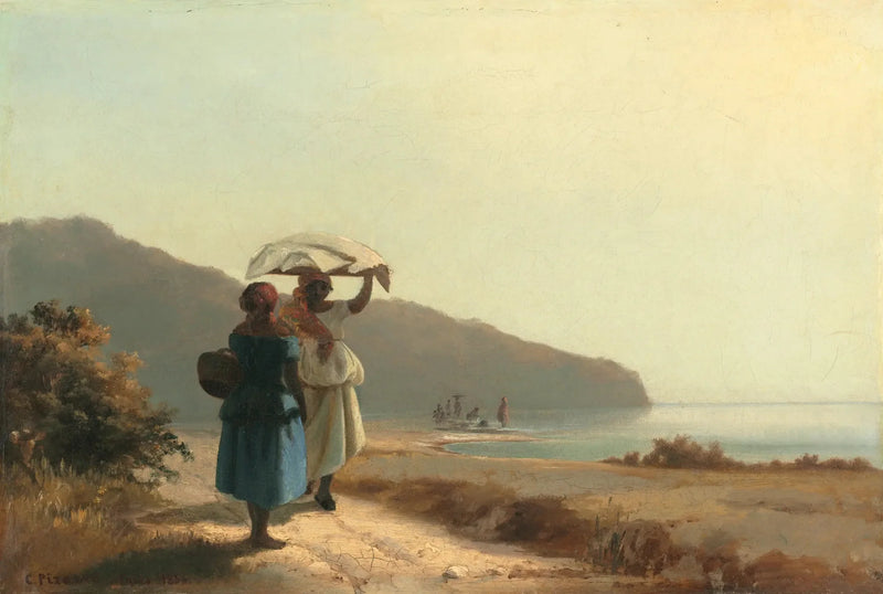 Deux Femmes causant au bord de la mer, Saint-Thomas - Camille Pissarro