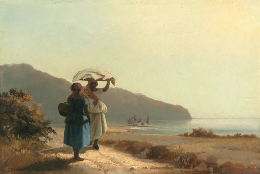 Deux Femmes causant au bord de la mer, Saint-Thomas - Camille Pissarro