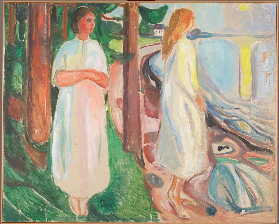 Deux Femmes en blanc sur la plage - Edvard Munch