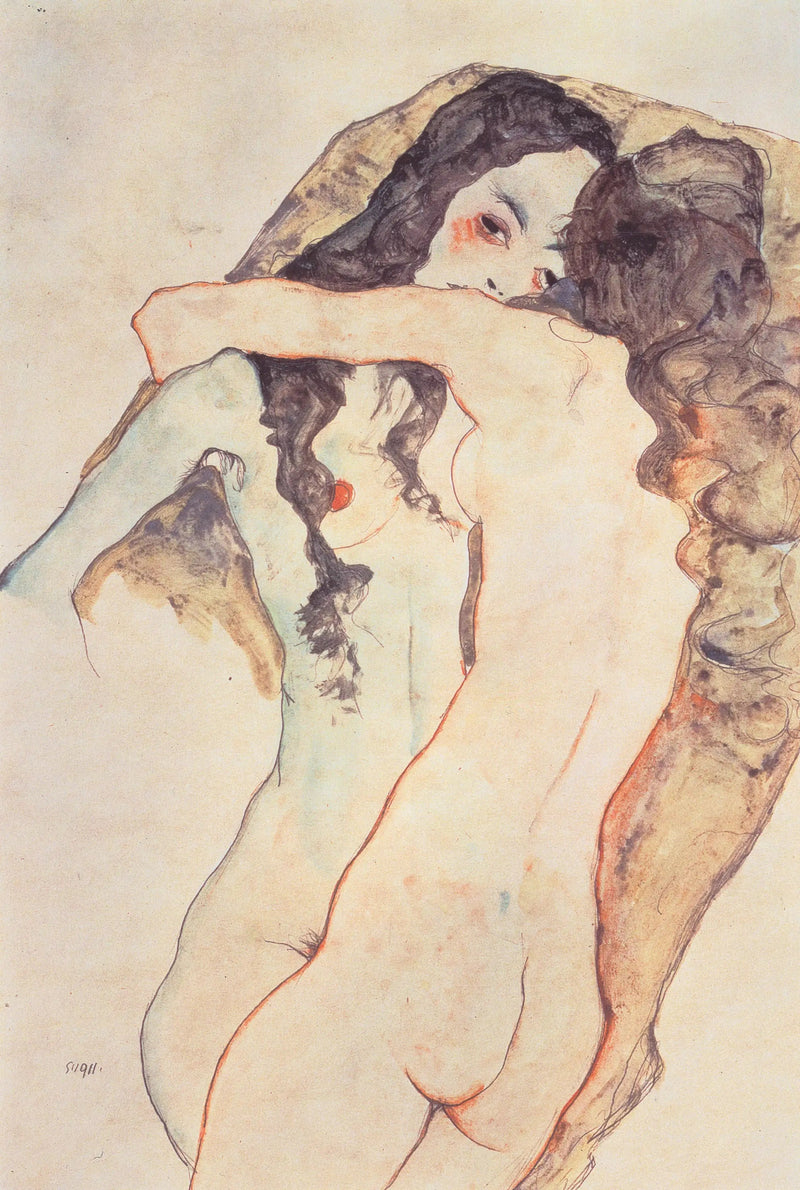 Deux femmes s'embrassant - Egon Schiele
