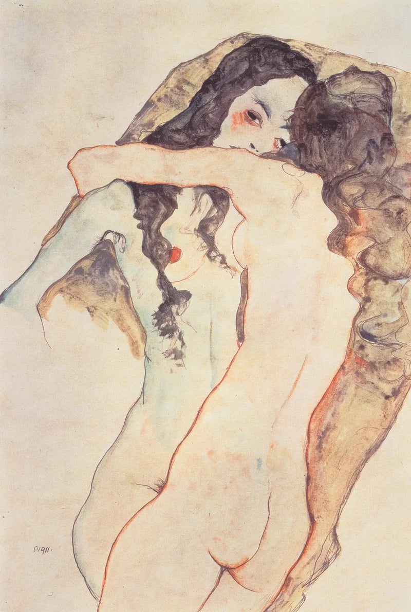 Deux femmes s'embrassant - Egon Schiele