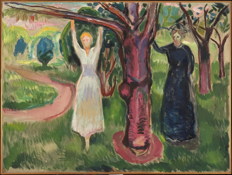 Deux Femmes sous un arbre au jardin - Edvard Munch