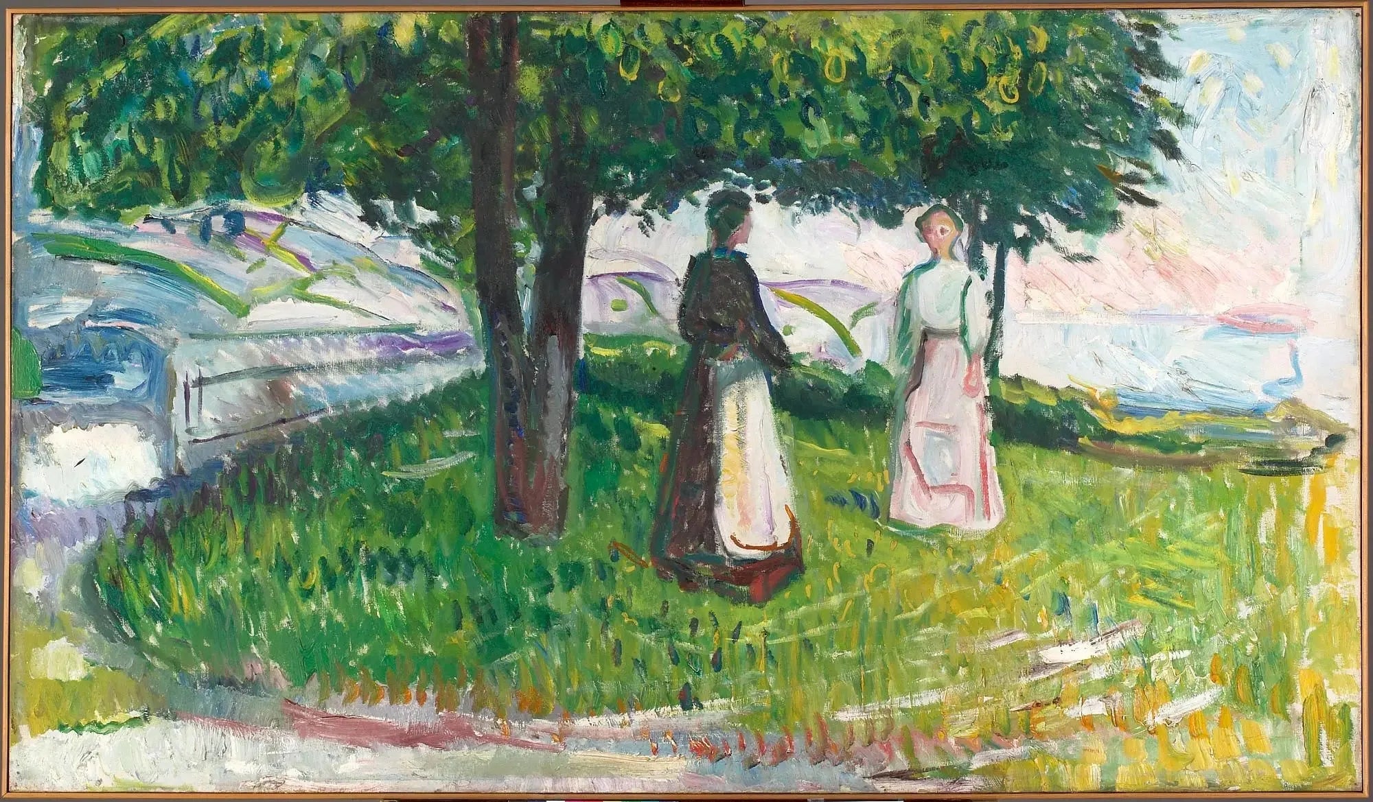 Deux femmes sous un arbre - Edvard Munch image 1 reproduction de peinture à l’huile