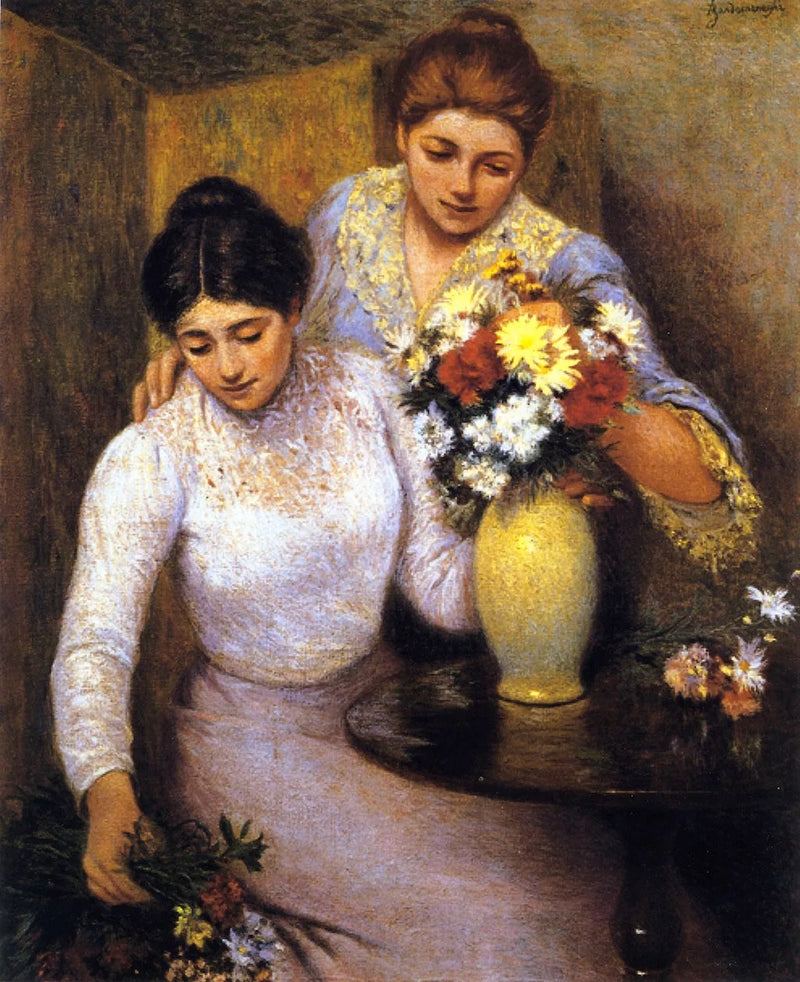Deux filles arrangeant des fleurs - Federico Zandomeneghi