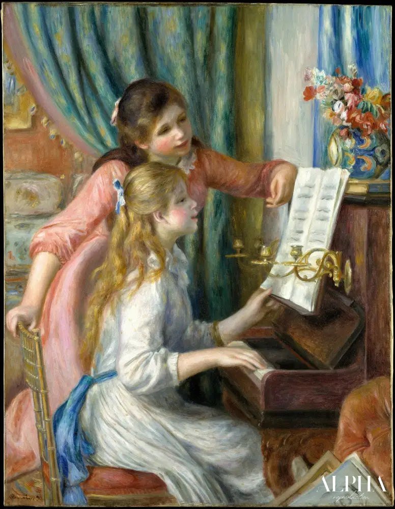 Deux filles au piano 1892 - Pierre-Auguste Renoir - Reproductions de tableaux et peintures haut de gamme