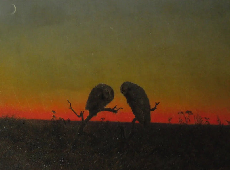 Deux hiboux au coucher du soleil - Martin Johnson Heade