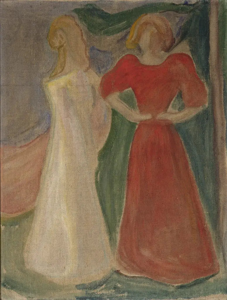 Deux Jeunes Femmes en rouge et blanc (Frise Reinhardt) - Edvard Munch