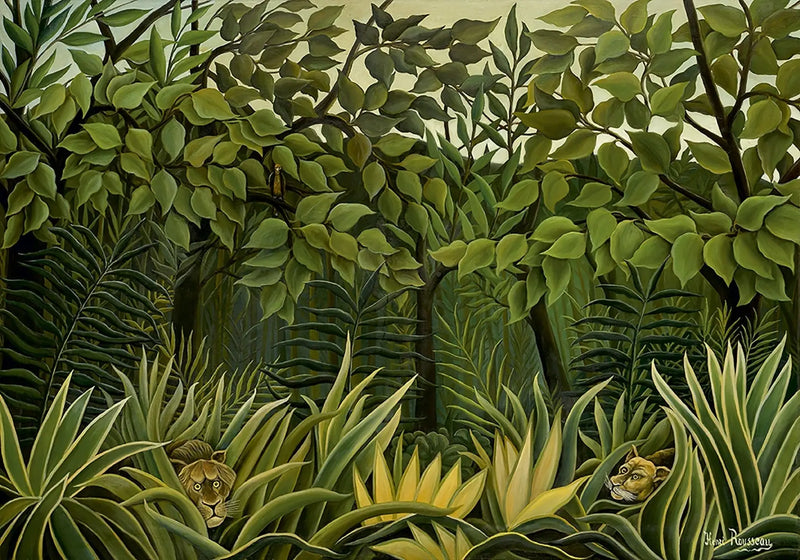 Deux Lions à l'affût dans la jungle - Henri Rousseau