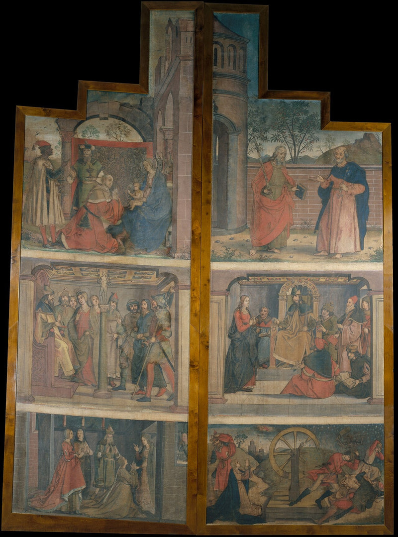 Deux nappes provenant des portes d'un retable orné de scènes de la vie de sainte Catherine - Pedro Berruguete